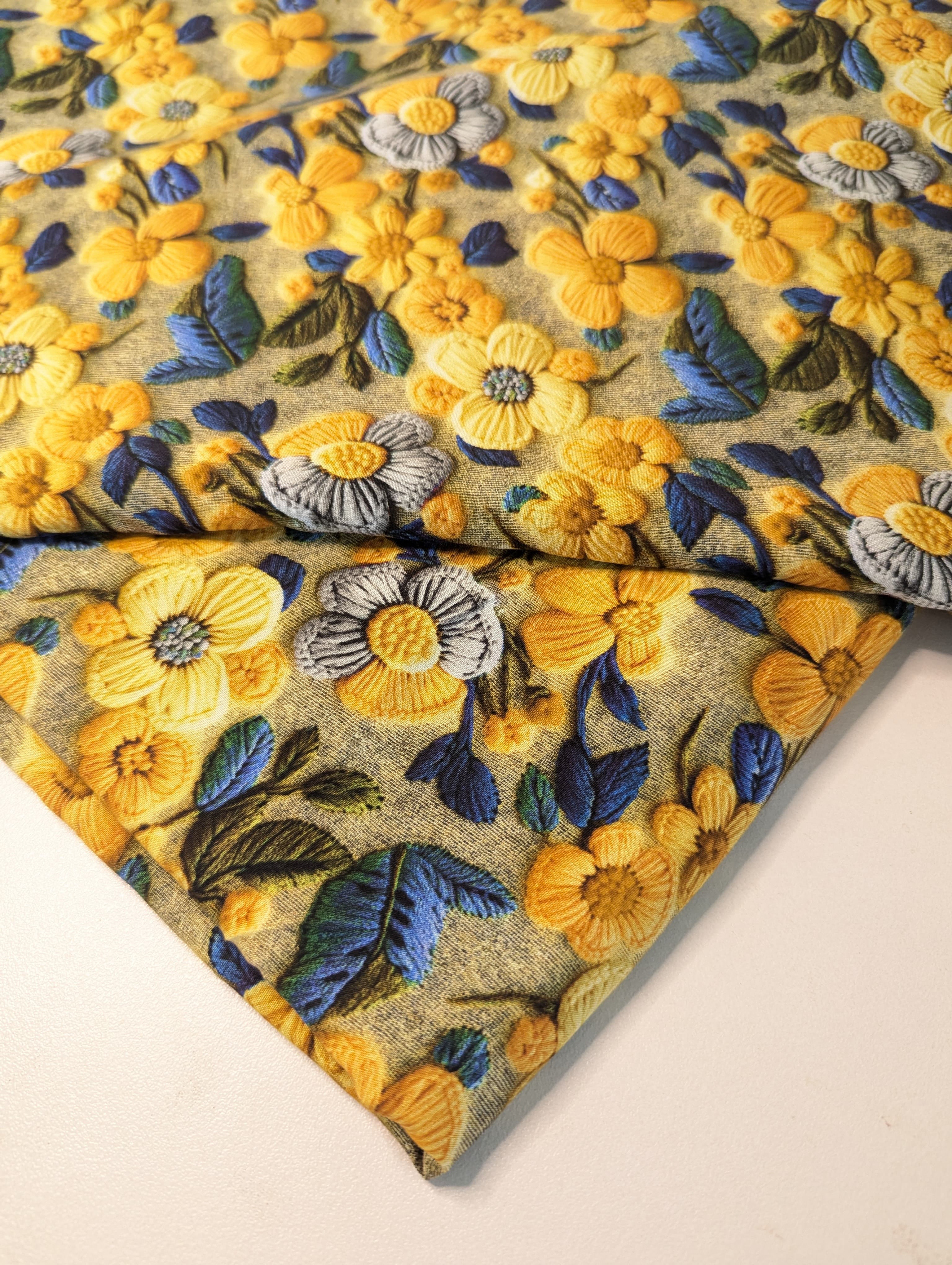 5D Linen Two Piece all over Unstitched Dress - Mint Pastel Tulip Trail - linen-5d-026