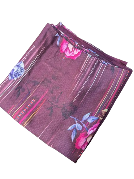 LinenDeep Maroon with Multicolour Floral Print 2p suit - pc-6105