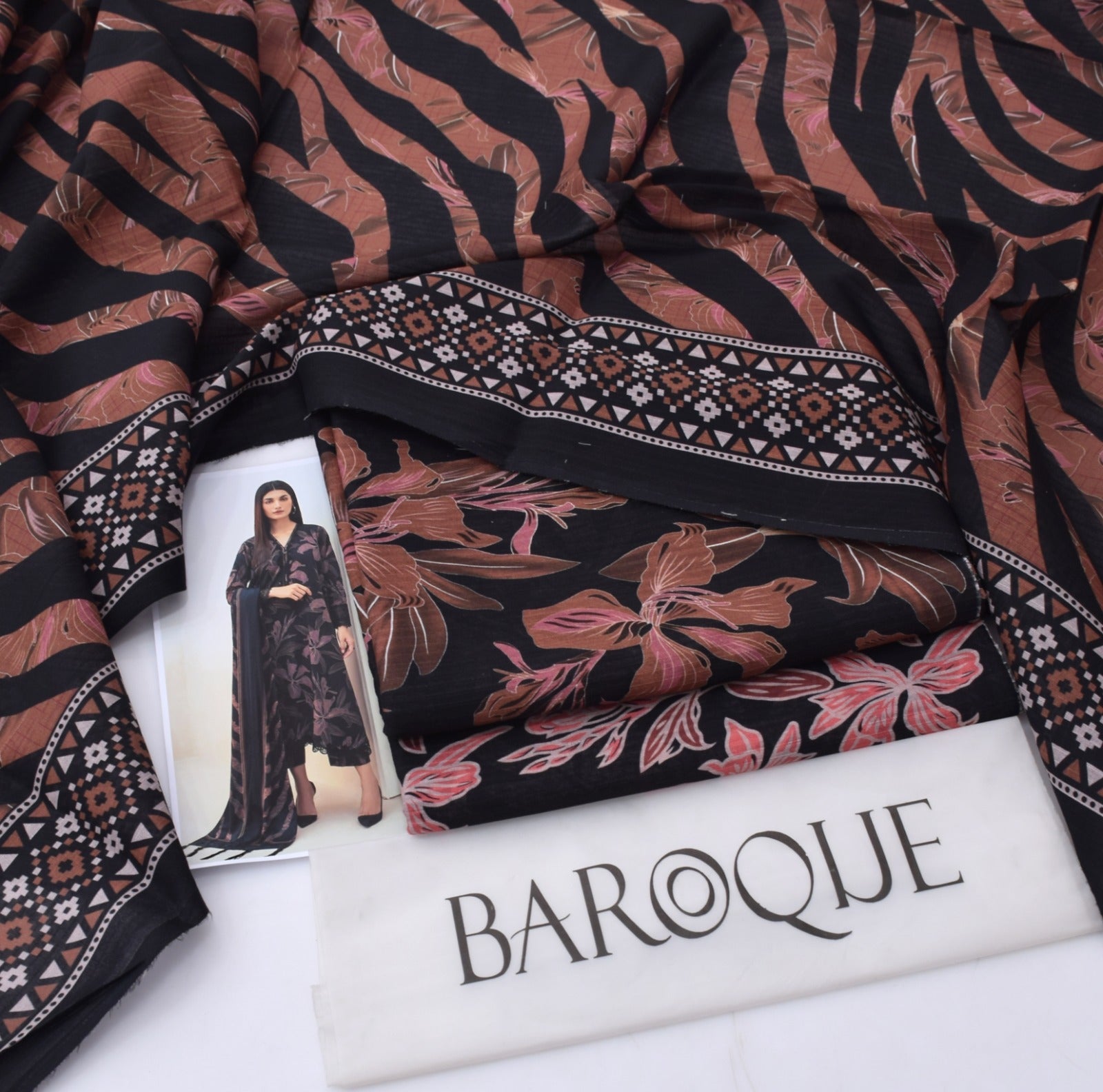 Baroque 3pc Bana Dora Lawn Allover Shirt Trouser with digital dupatta 9568