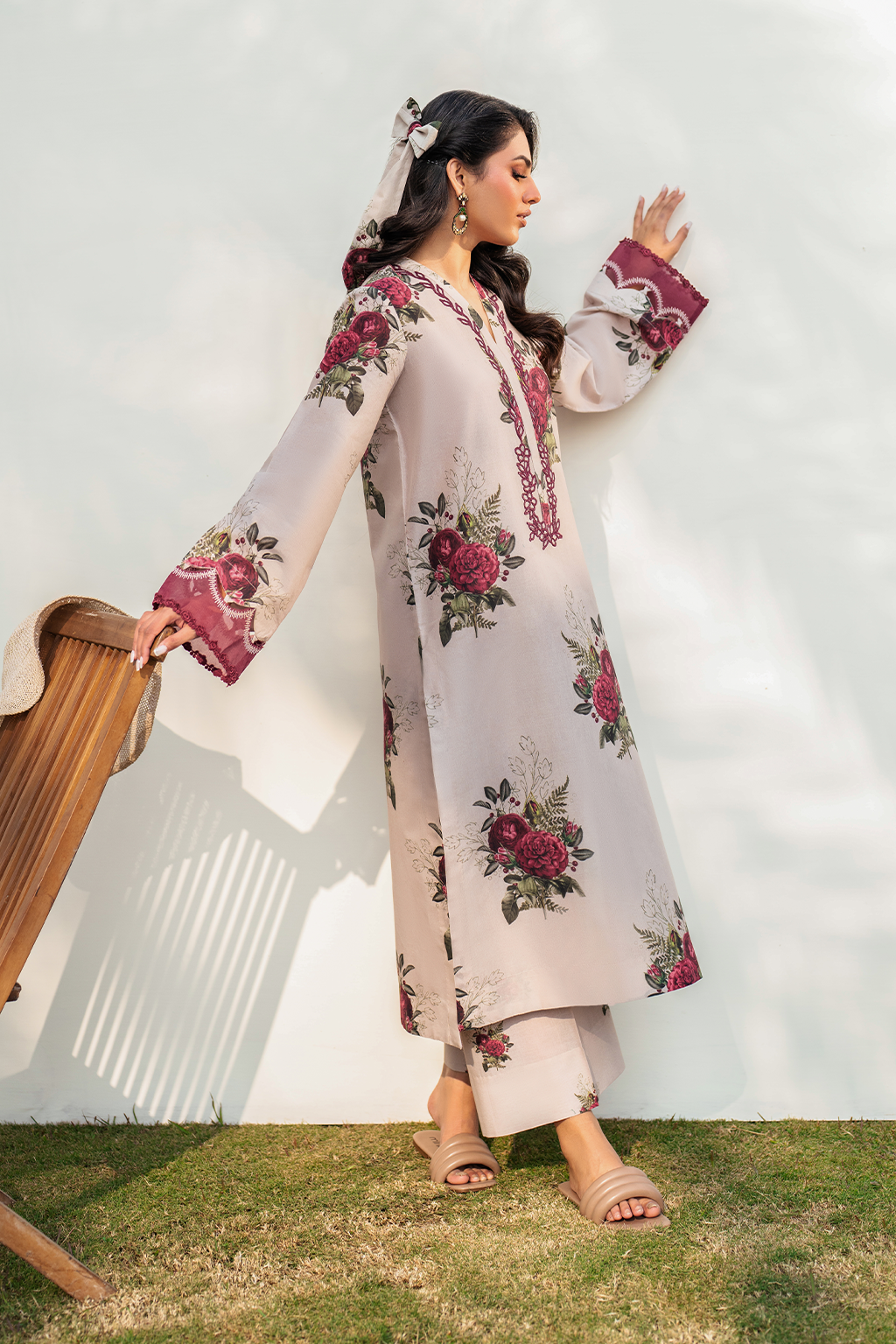 Lawn 3p Suit Allover Shirt Trouser with digital voil lawn dupatta 9517