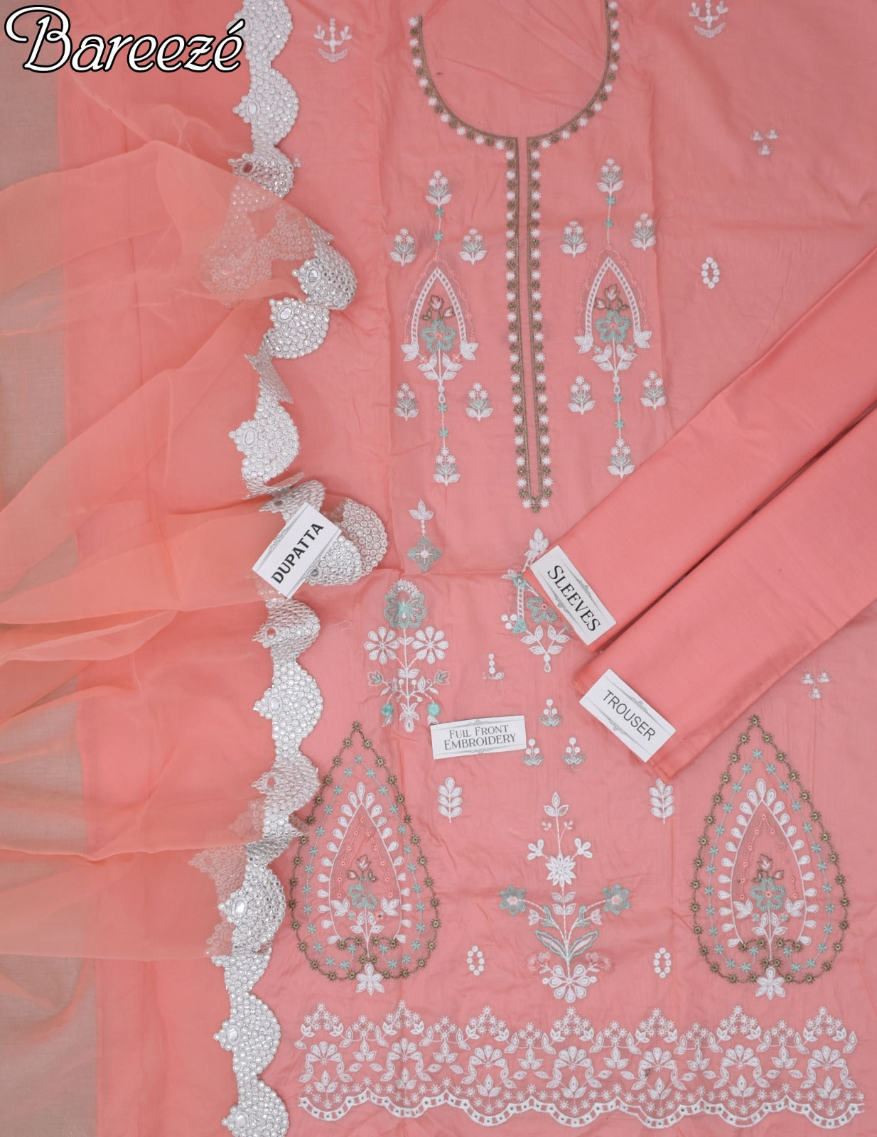 Lawn 3p Suit Classic Embroidered Shirt Dyed Trouser with Dupatta 9529