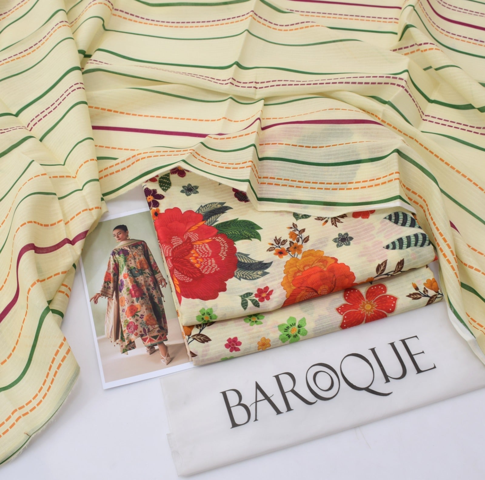 Baroque 3pc Bana Dora Lawn Allover Shirt Trouser with digital dupatta 9567