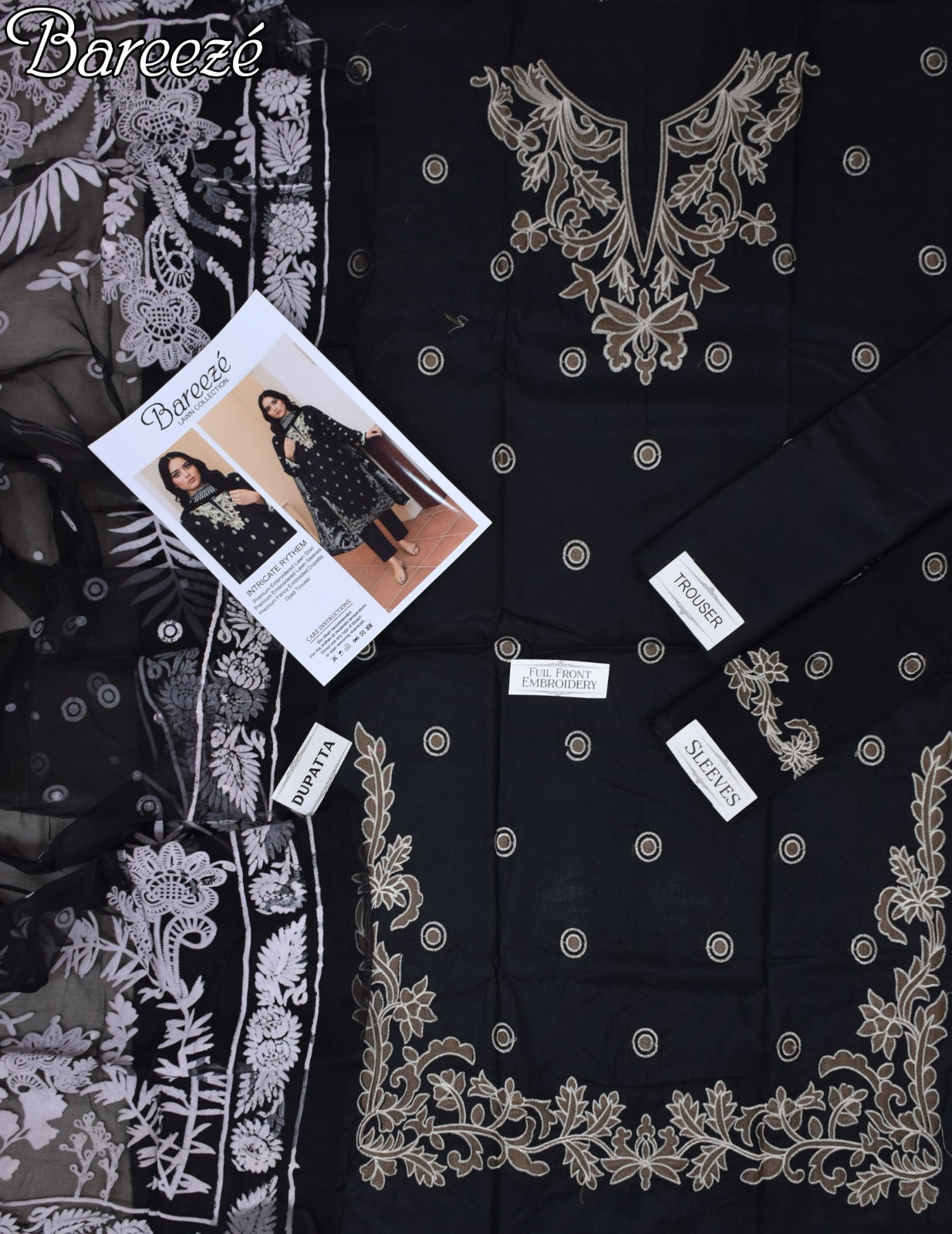 Lawn 3p Suit Classic Embroidered Shirt Dyed Trouser with Dupatta 9527