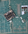 Lawn 3p Suit Luxury Embroidered Shirt Dyed Trouser with Dupatta 9550