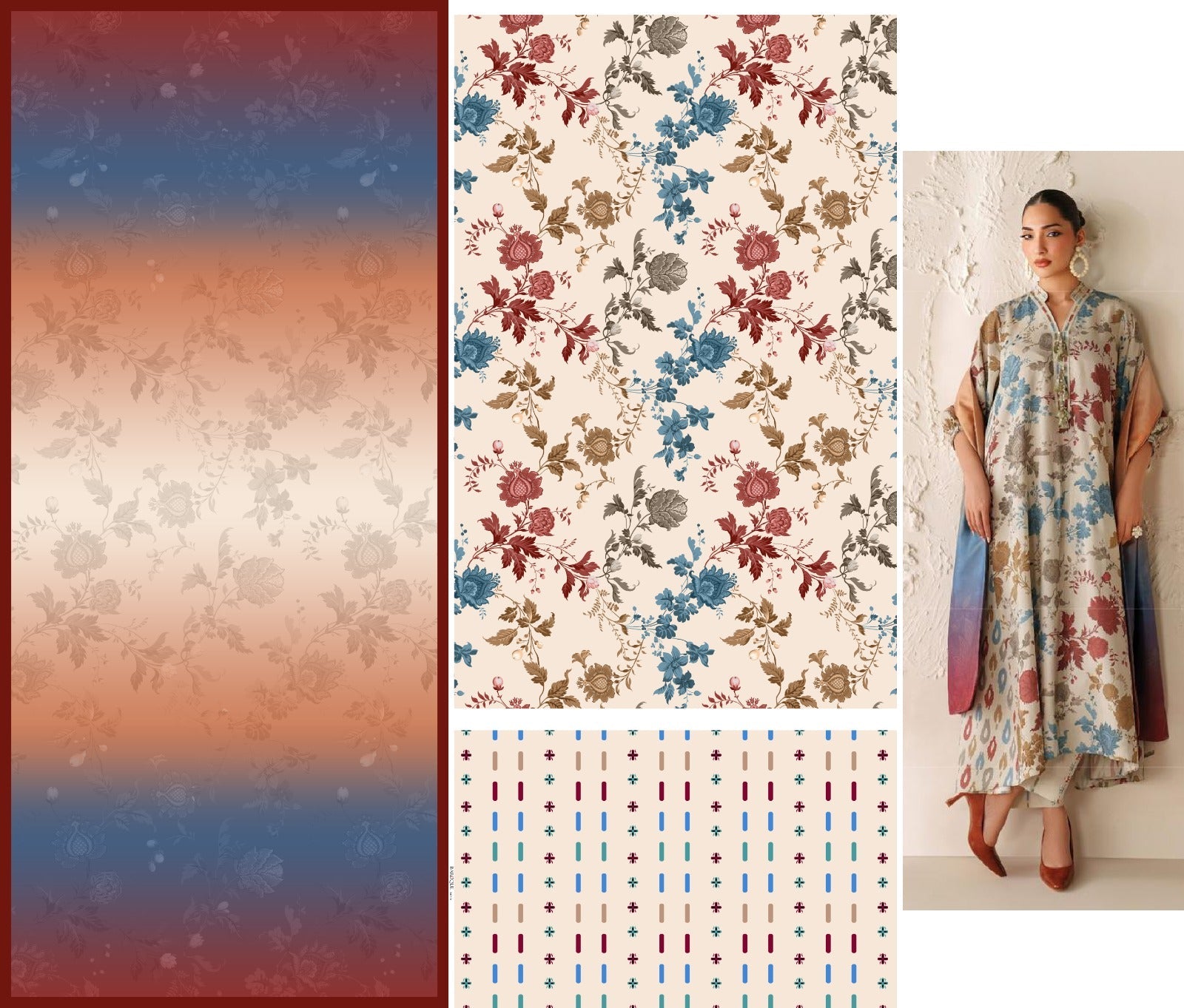 Baroque 3pc Bana Dora Lawn Allover Shirt Trouser with digital dupatta 9571